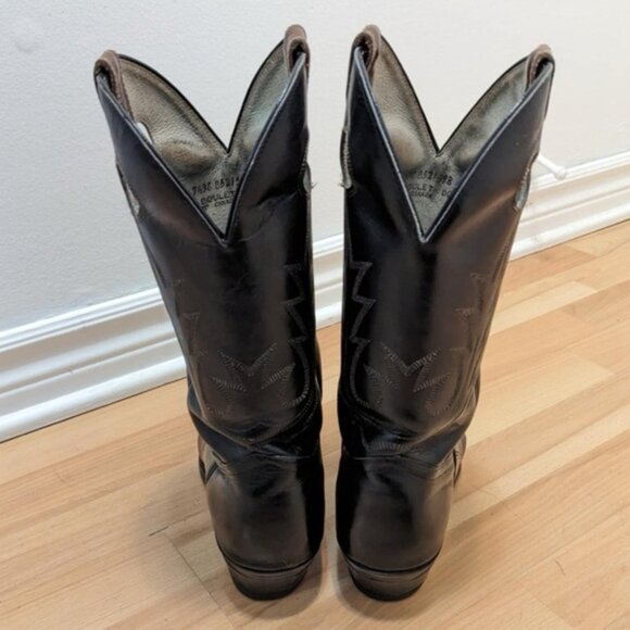 VintageBouletWesternTwoToneRealLeatherCowboyRubberBootsBlackMen75 - Picture 6 of 13